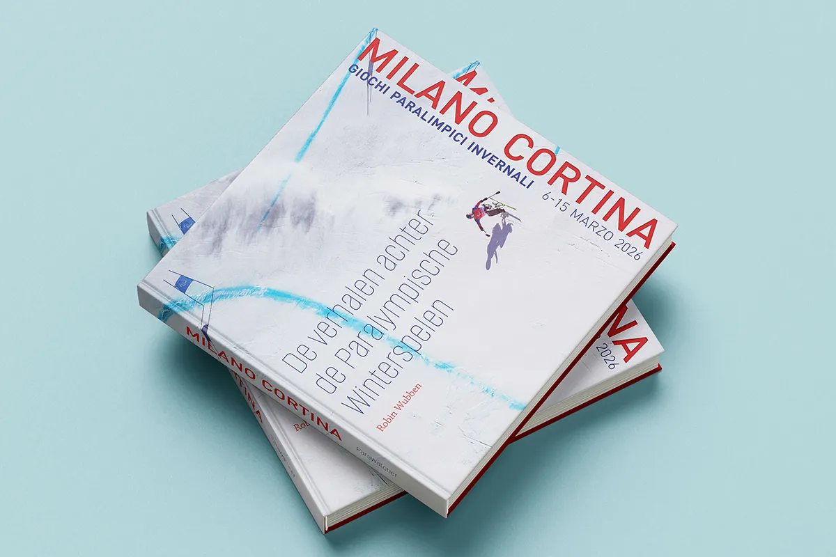 De voorlopige cover van het boek dat Robin Wubben maakt over de Paralympische Spelen in Cortina.