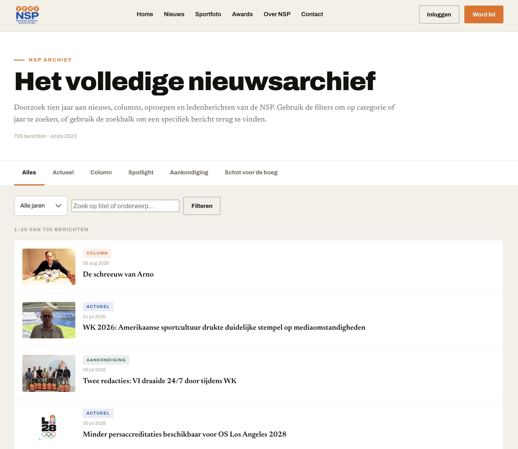 Het nieuwsarchief in het nieuwe jasje: overzichtelijk en met publicatiedatum.