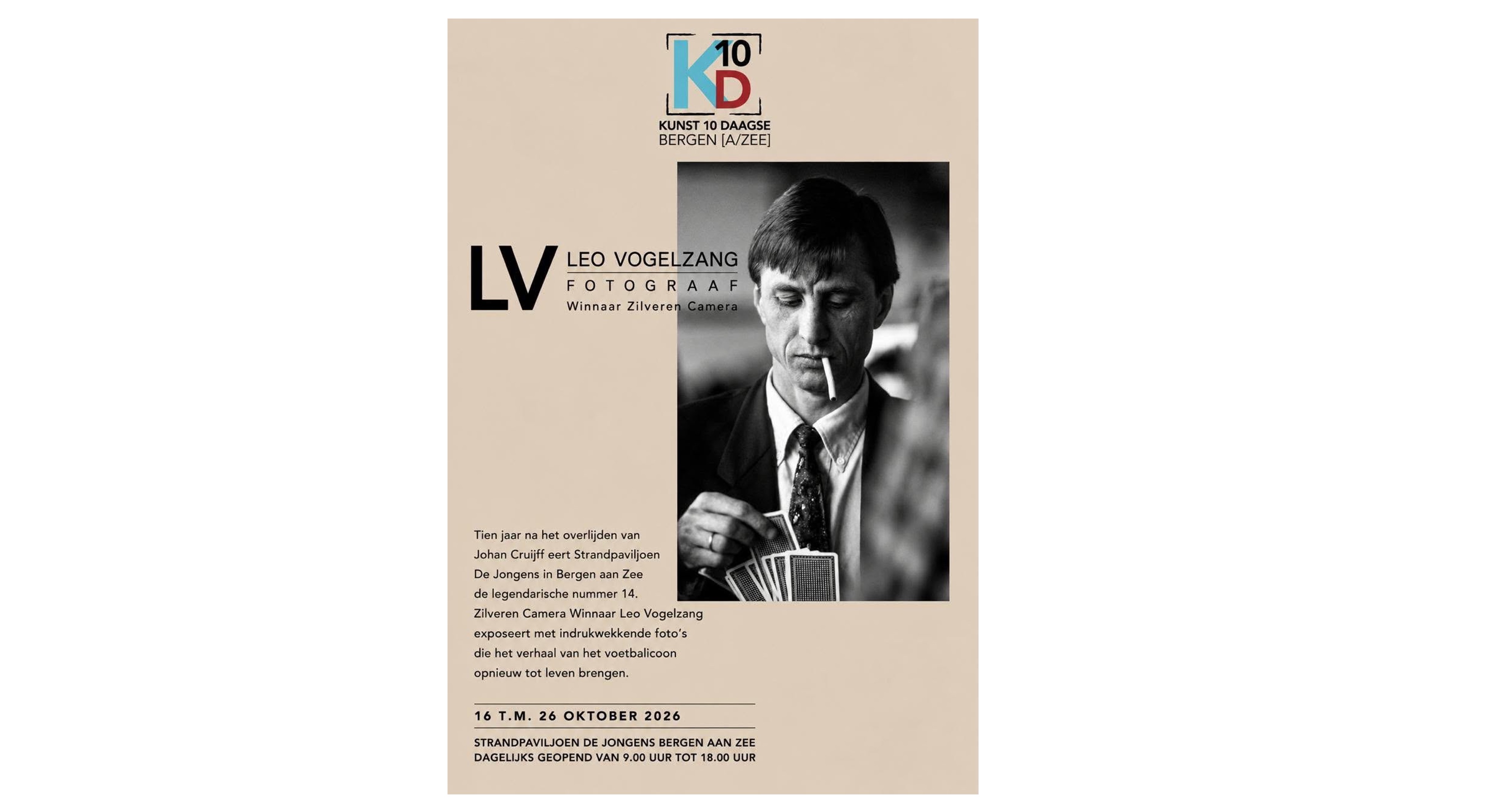 Leo Vogelzang eert Johan Cruijff met fototentoonstelling in Bergen aan Zee